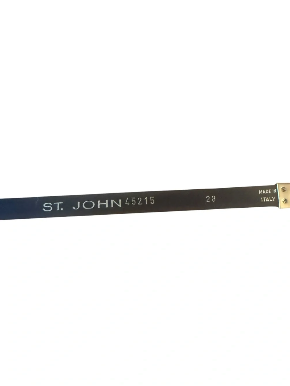 St. John Black Leather Belt with Gold-Tone Buckle 28 Italy